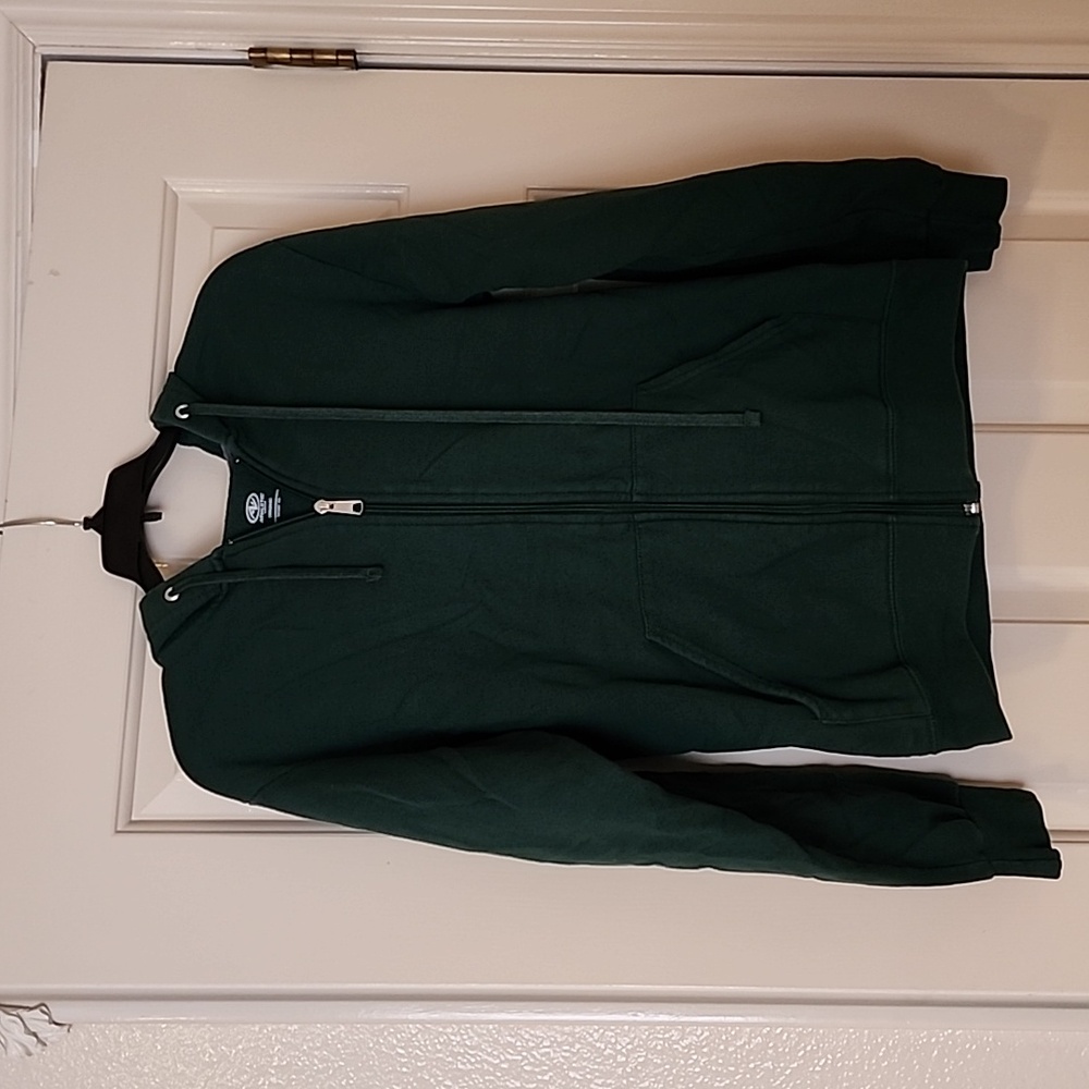 Athletic works size small forest green zip up sweatshirt/jacket